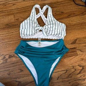 Two piece swimsuit padded bra